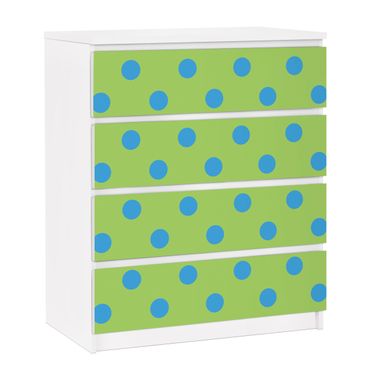 Papier adhésif pour meuble IKEA - Malm commode 4x tiroirs - No.DS92 Dot Design Girly Green