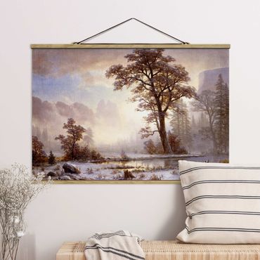 Tableau en tissu avec porte-affiche - Albert Bierstadt - Valley of the Yosemite, Snow Fall