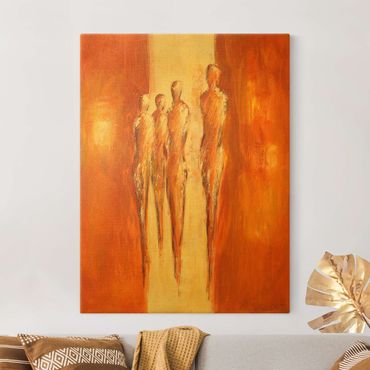 Tableau sur toile or - Four Figures In Orange 02