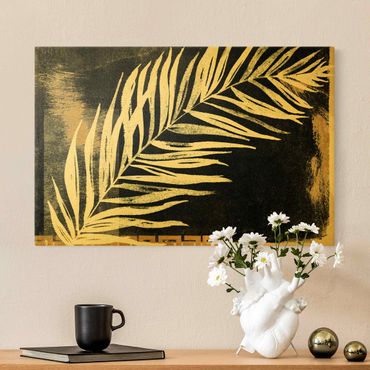 Tableau sur toile or - Palm Leaf On Black And Gold