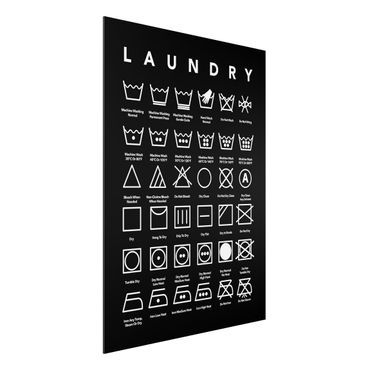 Tableau sur aluminium - Laundry Symbols Black And White