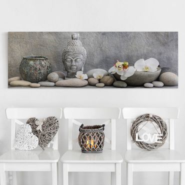 Impression sur toile - Zen Buddha With White Orchids