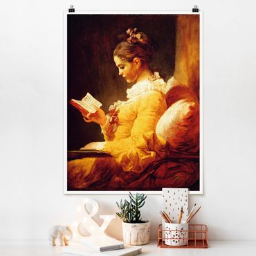 Poster - Jean Honoré Fragonard - Young Girl Reading