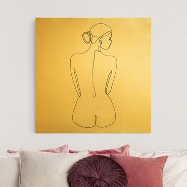 Tableau sur toile or - Line Art Nudes Back Black And White