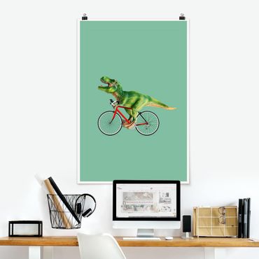 Poster animaux - Dinosaur With Bicycle