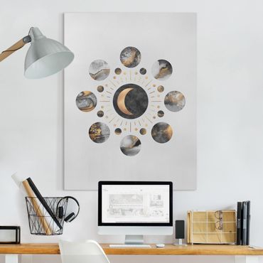 Tableau sur toile - Moon Phases Abstract Gold