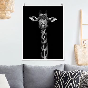 Poster animaux - Dark Giraffe Portrait