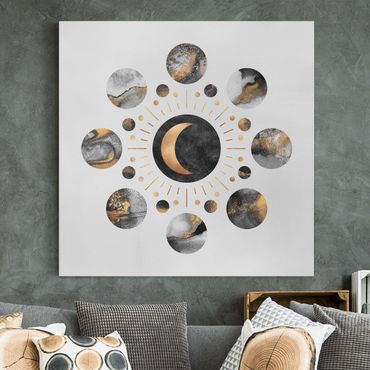 Tableau sur toile - Moon Phases Abstract Gold