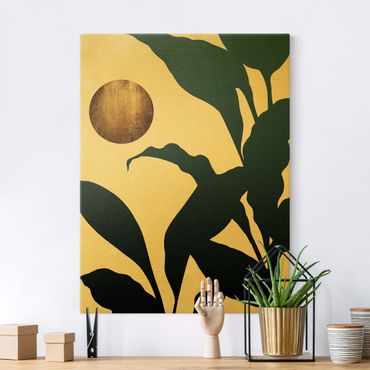 Tableau sur toile or - Golden Moon In The Jungle