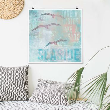Poster - Shabby Chic Collage - Seagulls