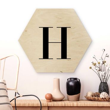 Hexagone en bois - Letter Serif White H
