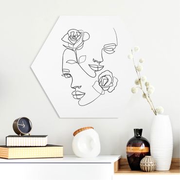 Hexagone en forex - Line Art Faces Women Roses Black And White