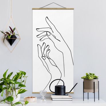 Tableau en tissu avec porte-affiche - Line Art Hands