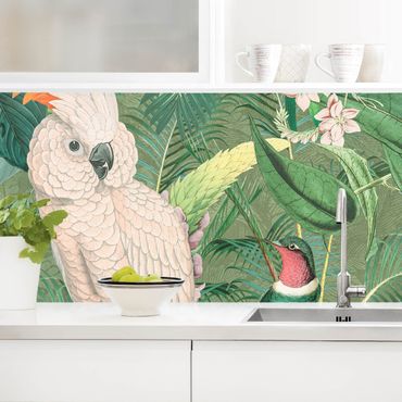 Revêtement mural cuisine - Vintage Collage - Kakadu And Hummingbird