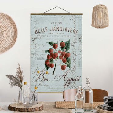 Tableau en tissu avec porte-affiche - Shabby Chic Collage - Raspberry