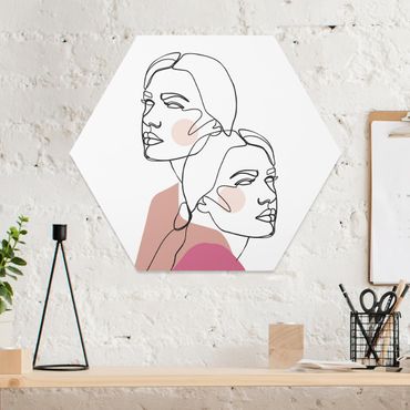 Hexagone en forex - Line Art Women Portrait Cheeks Pink