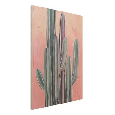 Impression sur bois - Cactus In Licht Pink II