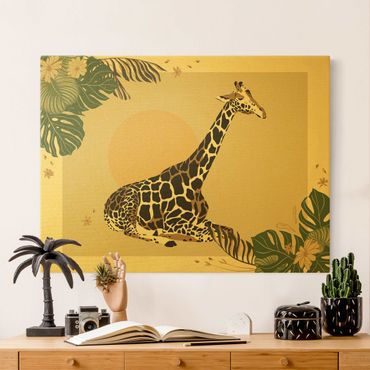 Tableau sur toile or - Safari Animals - Giraffe At Sunset