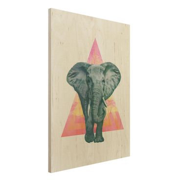 Impression sur bois - Illustration Elephant Front Triangle Painting