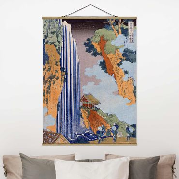 Tableau en tissu avec porte-affiche - Katsushika Hokusai - Ono Waterfall on the Kisokaidô