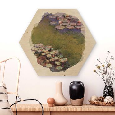 Hexagone en bois - WaterColours - Claude Monet - Water Lilies