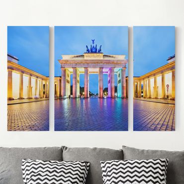 Impression sur toile 3 parties - Illuminated Brandenburg Gate