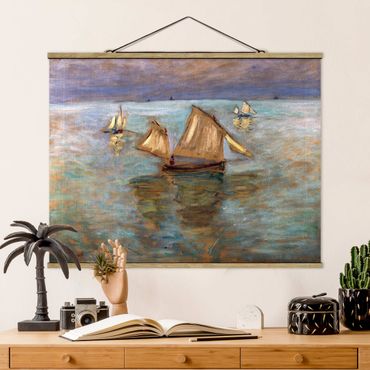 Tableau en tissu avec porte-affiche - Claude Monet - Fishing Boats Near Pourville