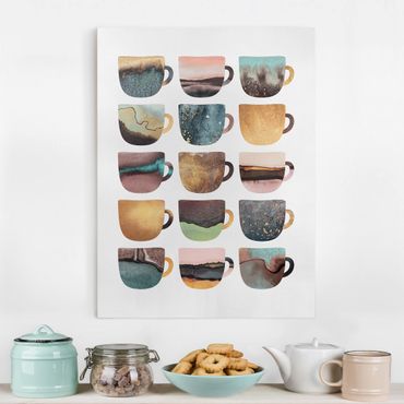 Tableau sur toile - Colourful Coffee Mugs With Gold