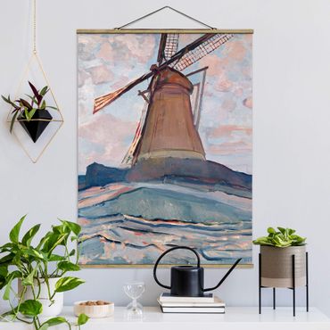 Tableau en tissu avec porte-affiche - Piet Mondrian - Windmill