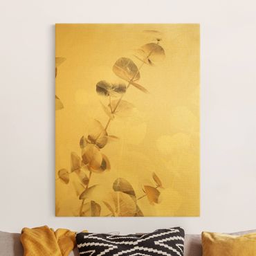Tableau sur toile or - Golden Eucalyptus With White I