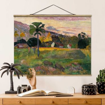 Tableau en tissu avec porte-affiche - Paul Gauguin - Haere Mai (Come Here)