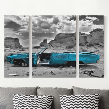 Impression sur toile 3 parties - Turquoise Cadillac