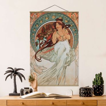 Tableau en tissu avec porte-affiche - Alfons Mucha - Four Arts - Music