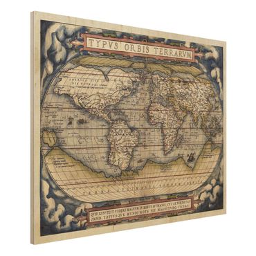 Impression sur bois - Historic World Map Typus Orbis Terrarum