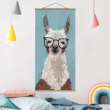 Tableau en tissu avec porte-affiche - Lama With Glasses II