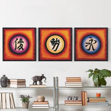 Impression sur toile 3 parties - Chinese Characters Trio