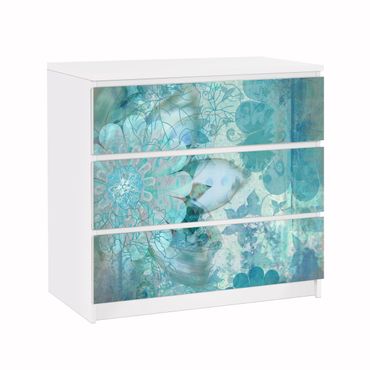 Papier adhésif pour meuble IKEA - Malm commode 3x tiroirs - Winter Flowers