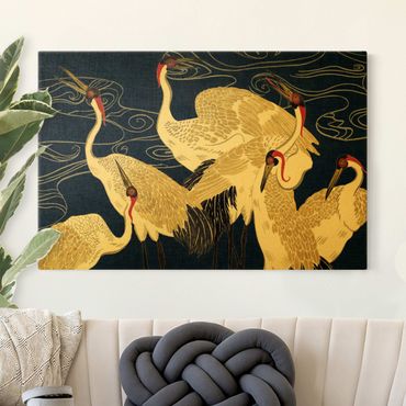 Tableau sur toile or - Crane With Golden Feathers II