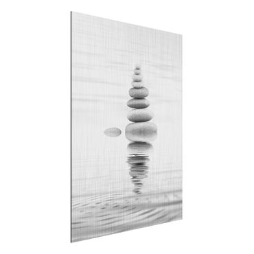 Impression sur aluminium - Stone Tower In Water Black And White