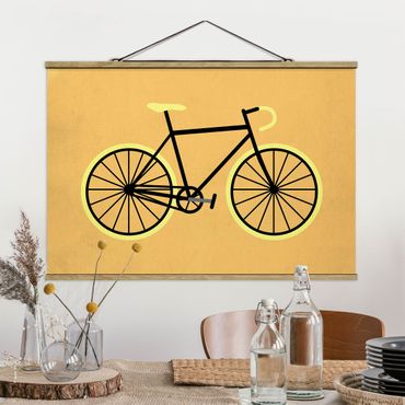 Tableau en tissu avec porte-affiche - Bicycle In Yellow