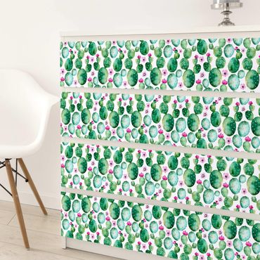 Papier adhésif pour meuble - Cactus With Flowers Watercolour