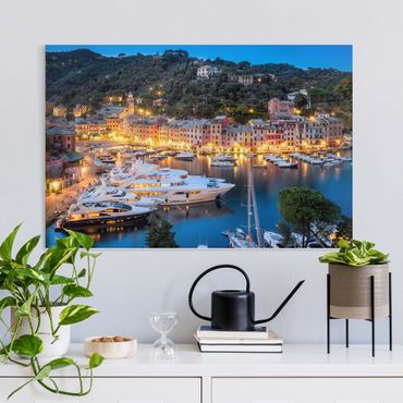 Impression sur toile - Night Time In The Harbour Of Portofino