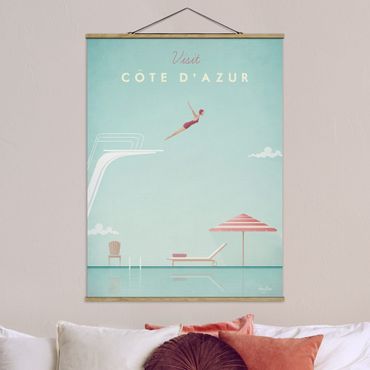 Tableau en tissu avec porte-affiche - Travel Poster - Côte D'Azur