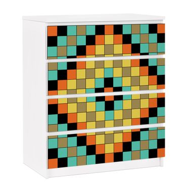 Papier adhésif pour meuble IKEA - Malm commode 4x tiroirs - Colourful Mosaic