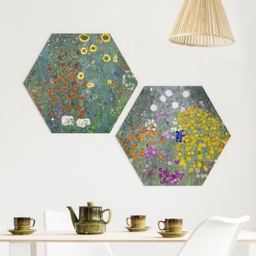 Hexagone en alu Dibond - Gustav Klimt - The Green Garden