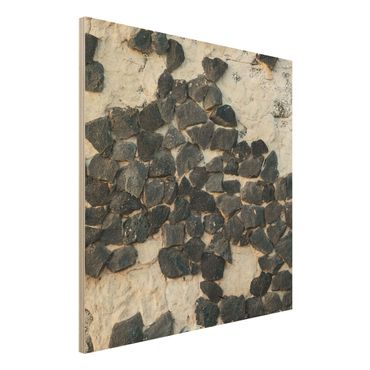 Impression sur bois - Wall With Black Stones