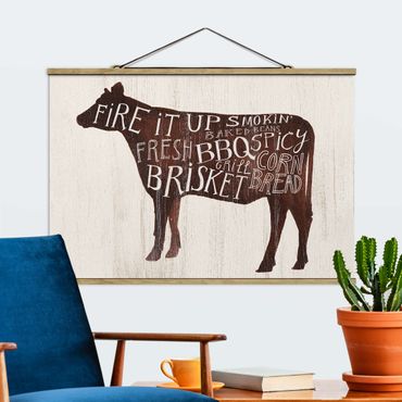 Tableau en tissu avec porte-affiche - Farm BBQ - Cow
