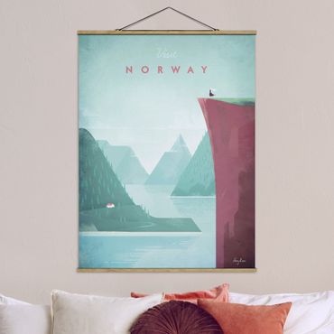Tableau en tissu avec porte-affiche - Travel Poster - Norway