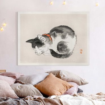 Impression sur toile - Asian Vintage Drawing Sleeping Cat