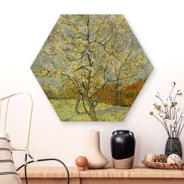 Hexagone en bois - Vincent van Gogh - Flowering Peach Tree